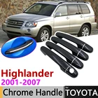 Черное углеродное волокно, внешняя дверная ручка, крышка для Toyota Highlander XU20 2001  2007 2002 2003 2004 2005 2006 , автомобильные аксессуары, наклейки, Набор хромированной отделки