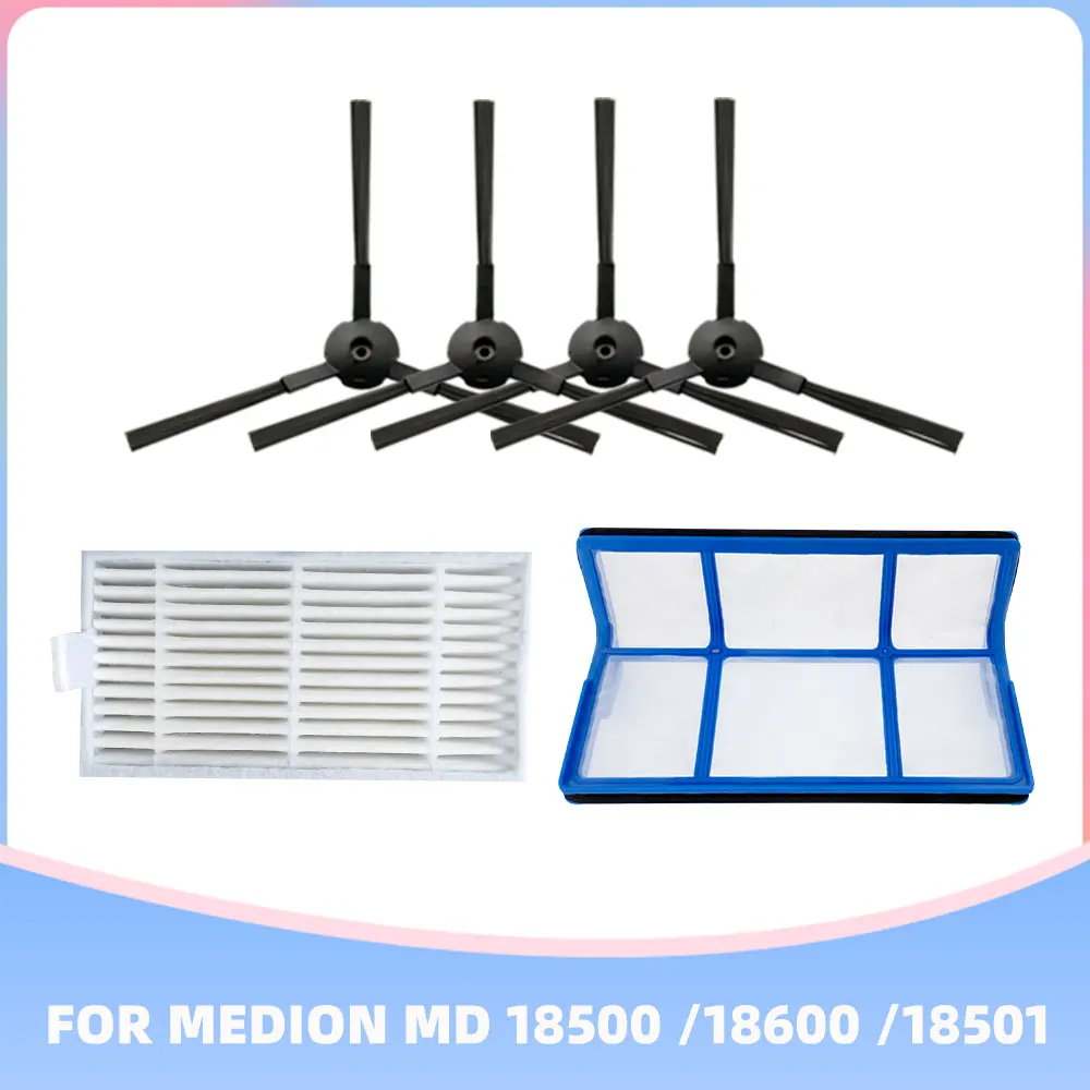 For Medion MD 18500 /18600 /18501 Robot Vacuum Cleaner Hepa Filter Primary Filter Spin Edge Side Brush Spare Part Accessory Kit