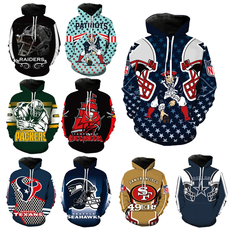 

New England fashion cool American Football 3d hoodies sportswear cartoon pattern print Patriots Sweatshirt Hoody