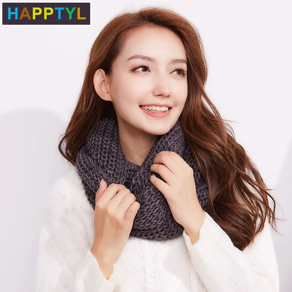 HAPPTYL 1 шт. шарф зимние шарфы теплые для женщин модные разноцветные вязаные |