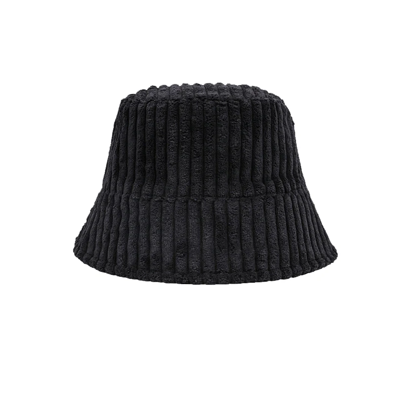 Corduroy Winter Bucket Hat for Women Girl Hat Female Korean Version of The Wild Pure Color Basin  Fishing Caps Autumn Outdoor