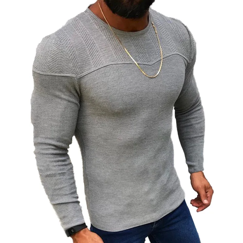 Men Sweater 2021 Autumn Winter Slim Fit Long Sleeve Pullover Round Neck Sweater Top Men Fashion Solid Color Knitted Sweater Men