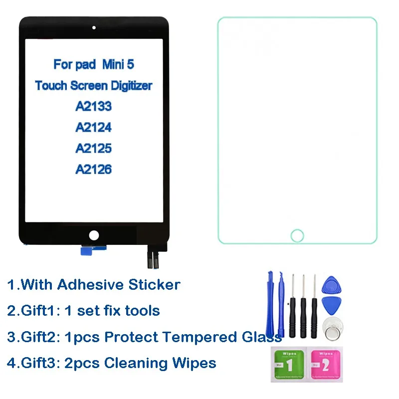 

For iPad Mini 5 Touch Screen Mini5 5th Gen Digitizer For iPad Mini 2019 A2124 A2133 A2126 Touchscreen Glass Replace Replacement