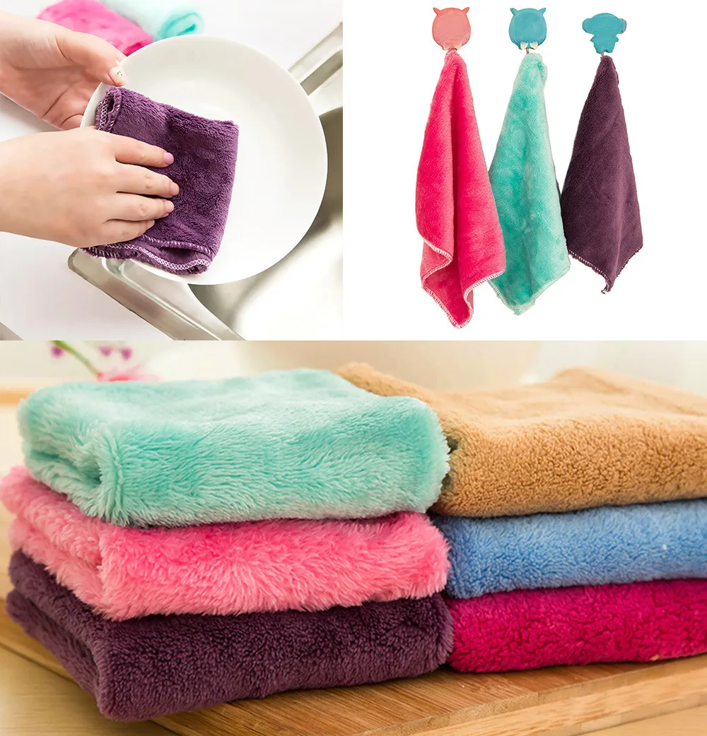 Hot Sale 5 non-stick Towels Solid Color Square Easy To Clean Dish Cloth Universal Fiber Wipes Home Practical Random | Дом и сад