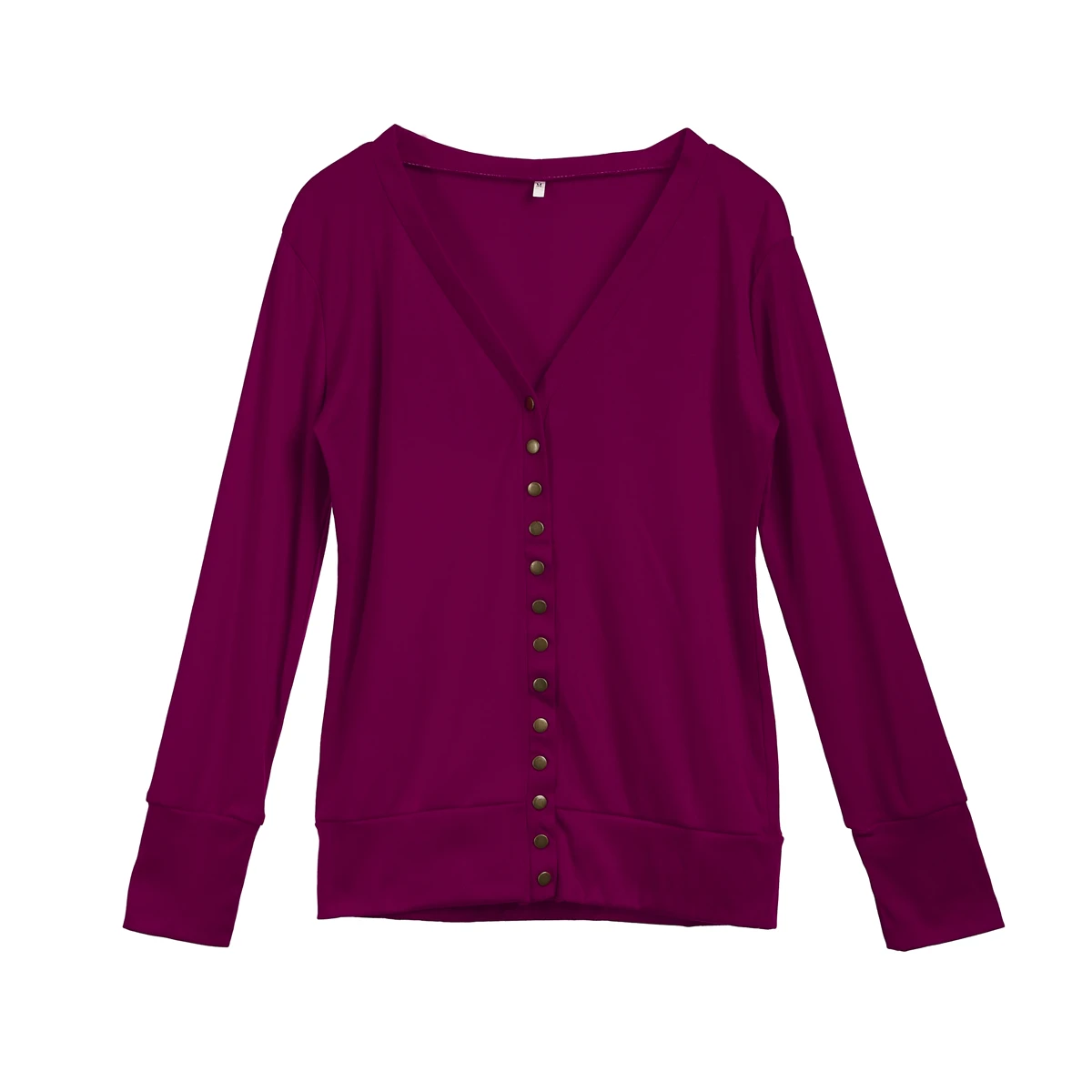 Autumn Winter Womens Retro Long Sleeve V Neck Snap Button Cardigan Outwear Knitwears Sweater Black Wine Red Purple |