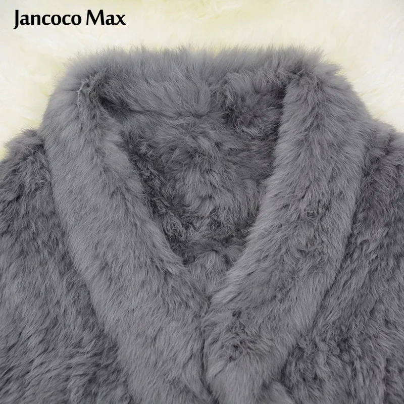 Jancoco Max Новое весеннее пончо из натурального кроличьего меха женские толстые