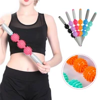 gym muscle massage roller yoga stick body massage relax tool muscle roller sticks with 3 point spiky ball cellulite relax