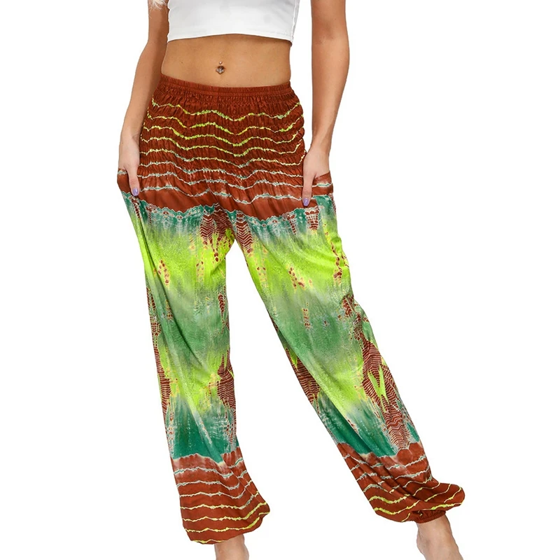 

Fashion Women's Summer Printed Yoga Harem Pants High Waist Bohemian Hippie Wide Leg Jogging Pants