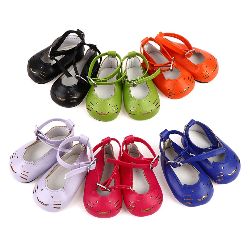 

1Pair Dolls Shoes Cute Leather Shoes For Baby Doll Mini Toys Cat Shoes 18 Inch 43CM Doll Accessories