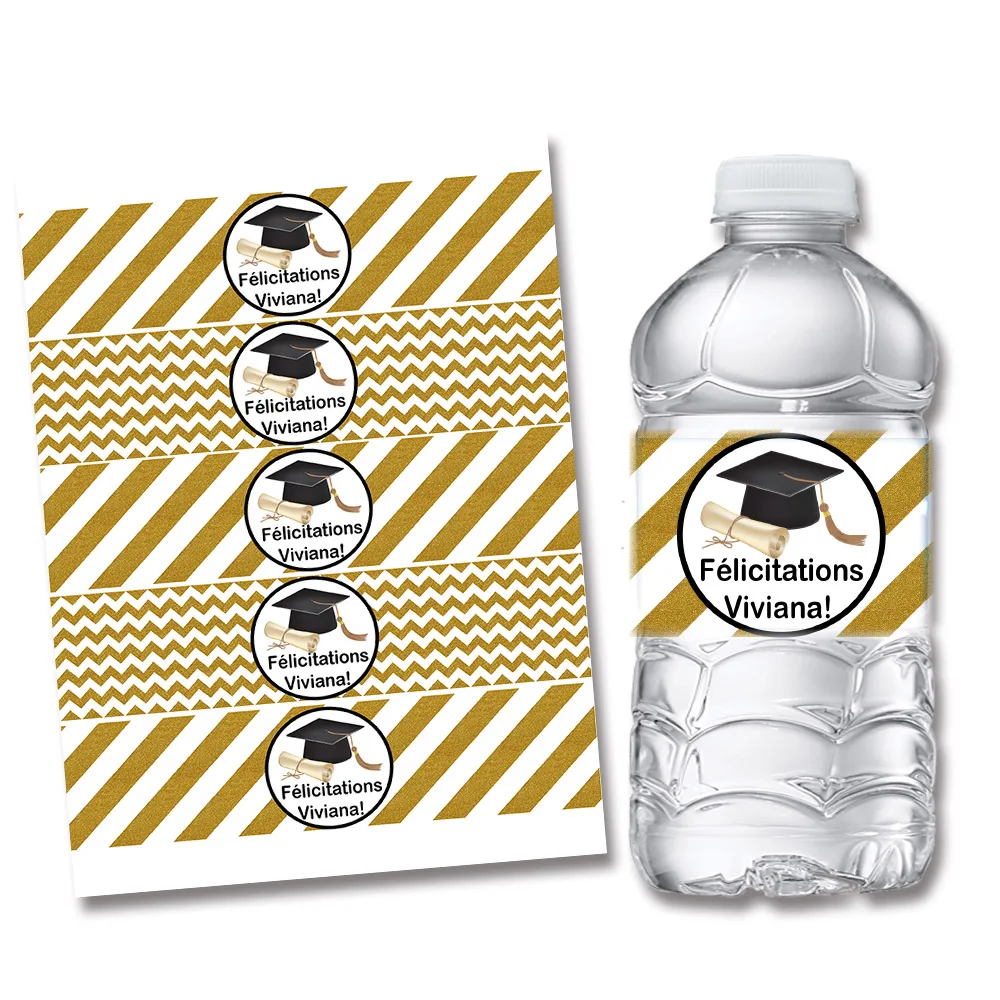 20 шт./лот выпускной 2020 Золотая Полоска бутылки для воды винные этикетки конфетный