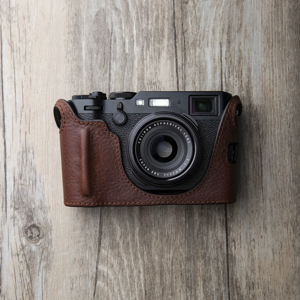 Бренд AYdgcam ручной работы из натуральной кожи чехол для камеры Fujifilm X100F X100-F сумка для камеры половина крышки винтажный Чехол - Цвет: Coffee