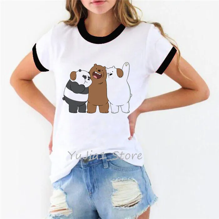 Ropa mujer/ мы вся правда о медведях футболка женская плюс размер панда мультфильм печатных футболка camiseta mujer рубашка harajuku топы - Цвет: Y80841 B
