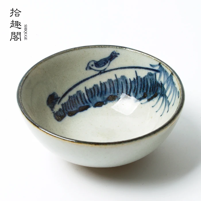 

pottery teacup glass ceramic small cup sample tea cup bowl fragrance-smelling cup blue hand-painted kung fu tea cup