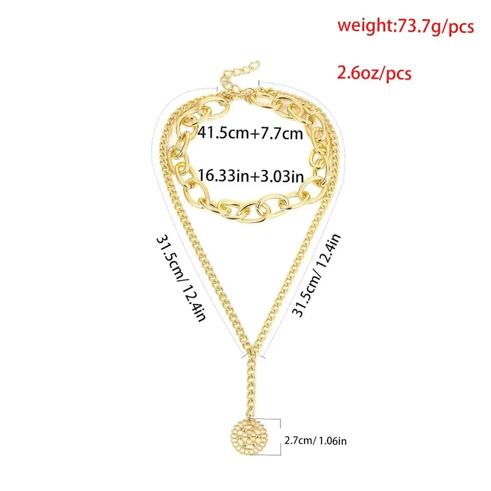 Двухцветный чокер JShine в стиле панк ожерелье толстая цепь круглый полый цветок