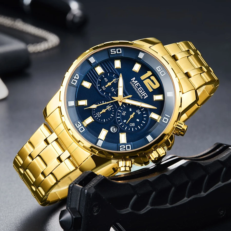 MEGIR мужские часы брендовые Роскошные армейские военные хронограф кварцевые