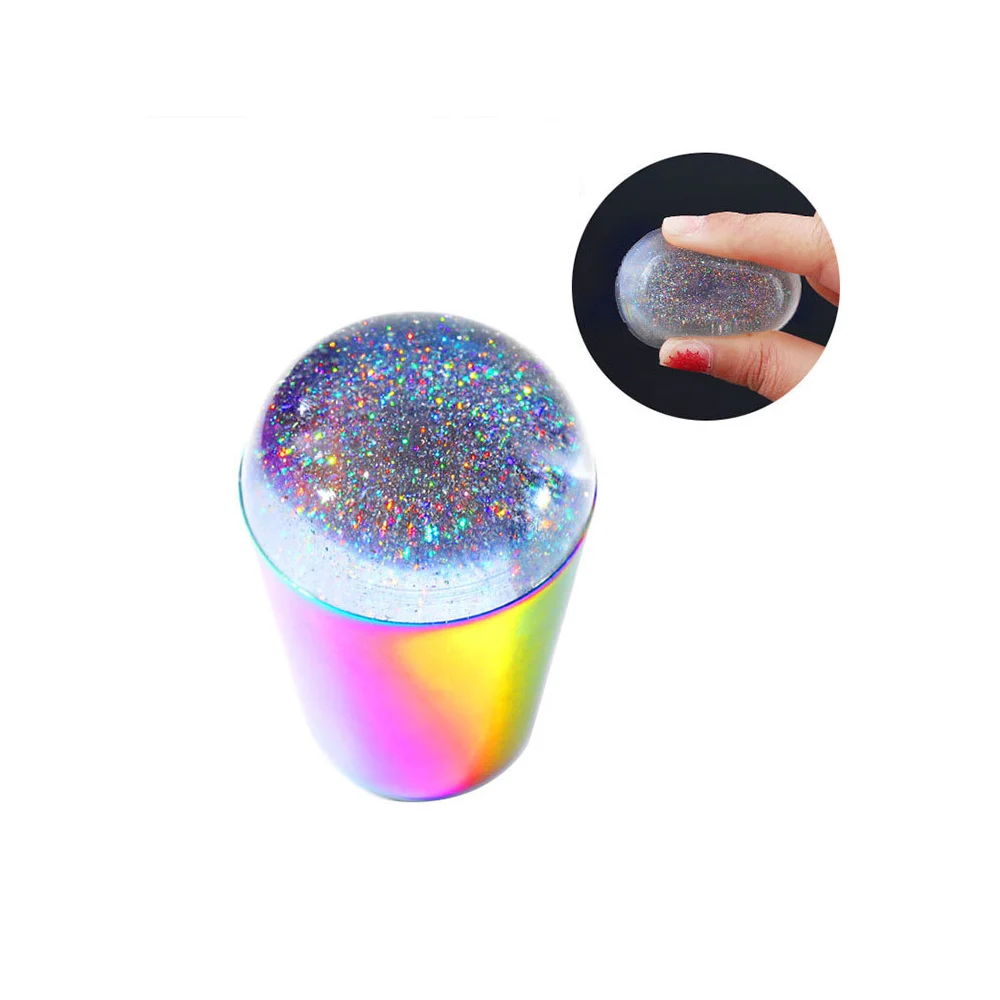 

Colorful Nail Art Decoration Seal Stamp Polish Stencil Transparent Silicone Template Seal with Cover Nail Art Manicure Tools