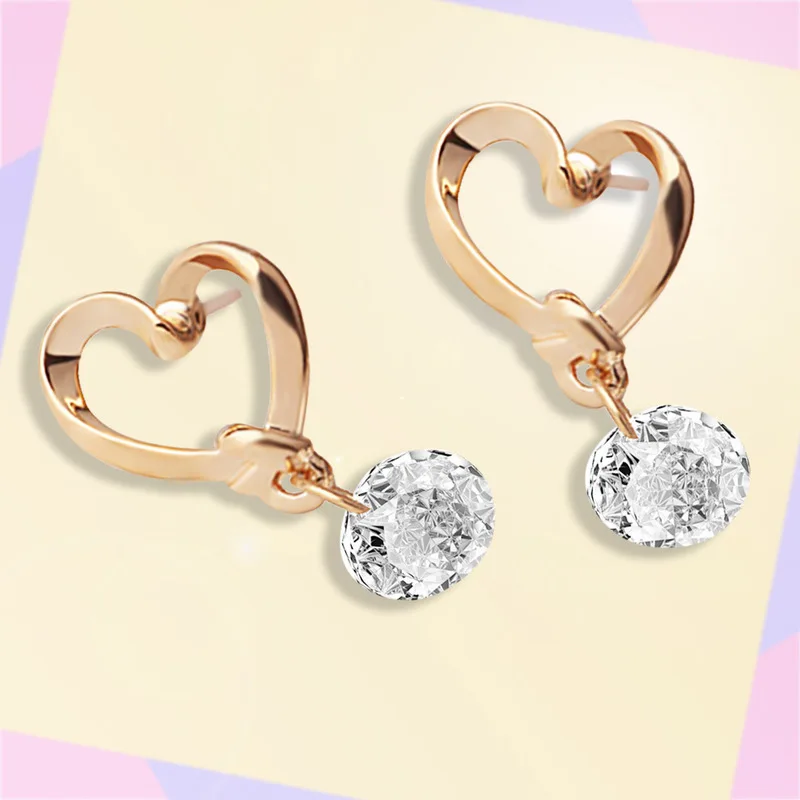 В форме сердца циркониевые серьги из Искусственного хрусталя для женщин милый