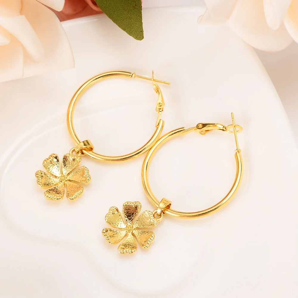 

gold flower drop earring Ethiopian/Nigeria/Kenya /Ghana Gold color Dubai rose african Arab Middle Eastern Jewelry Mom girl Gifts