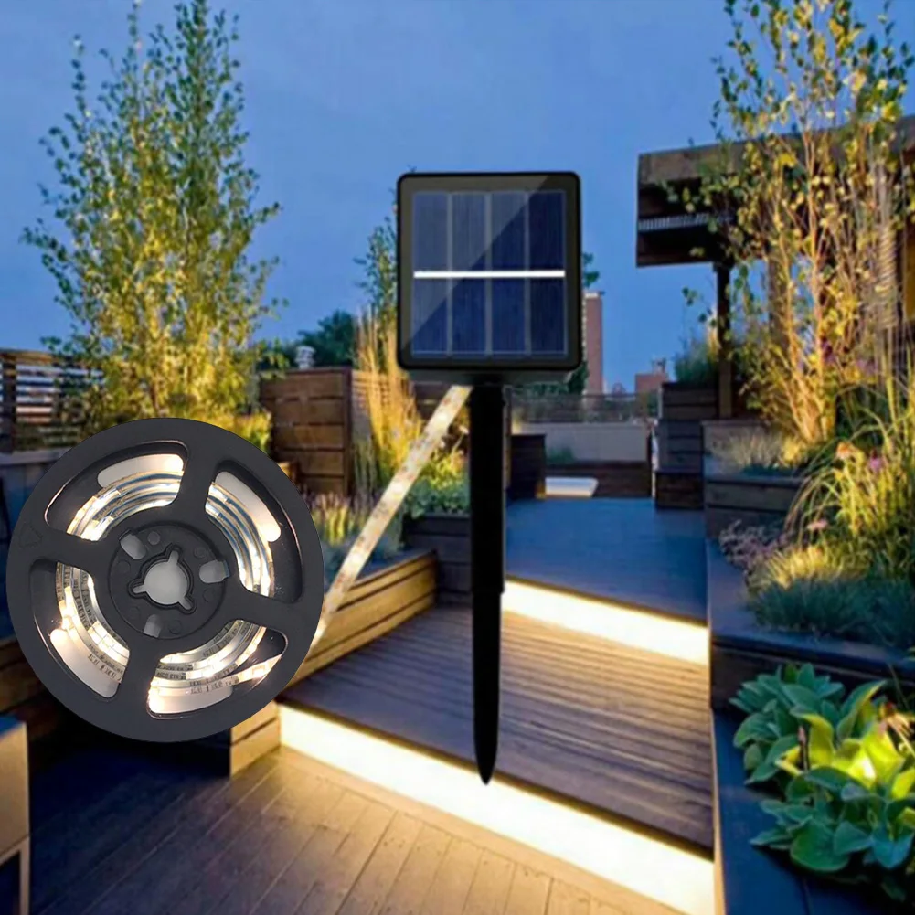 

Smart LED Strip Light Patio Lawn Street Solar Powered Outdoor Waterproof Easy Install Landscape Ribbon Flexible Garden Decor