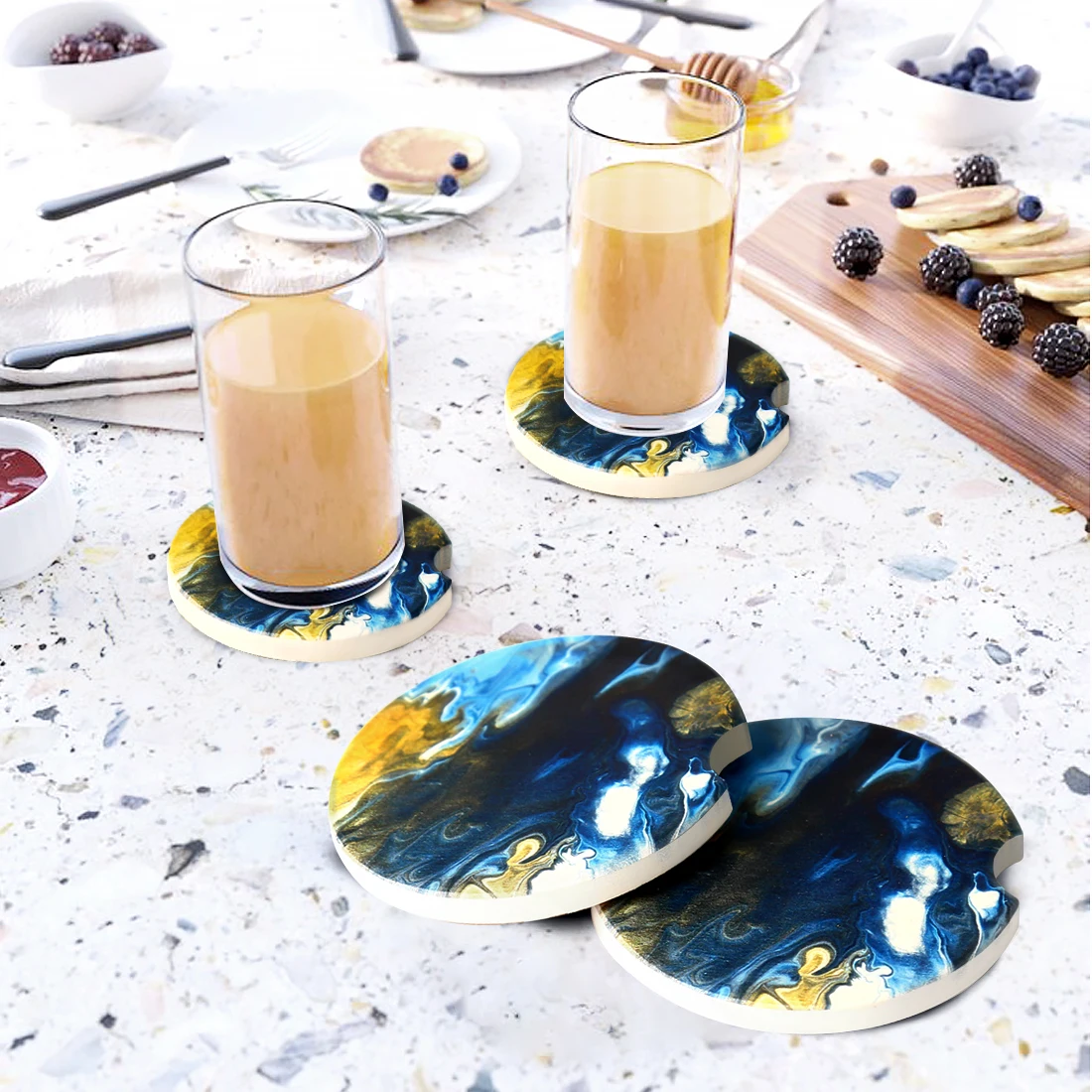 

2Pcs Car Coasters Absorbent Cup Holders Household Coasters Rubber Home Decor Accessories Car Accessories