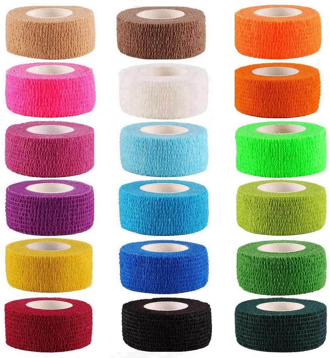 

18 Color 1 Inches Self Adherent Cohesive Wrap Bandages First Aid Tape Elastic Self Adhesive Tape Vet Wrap for Cat, Dog