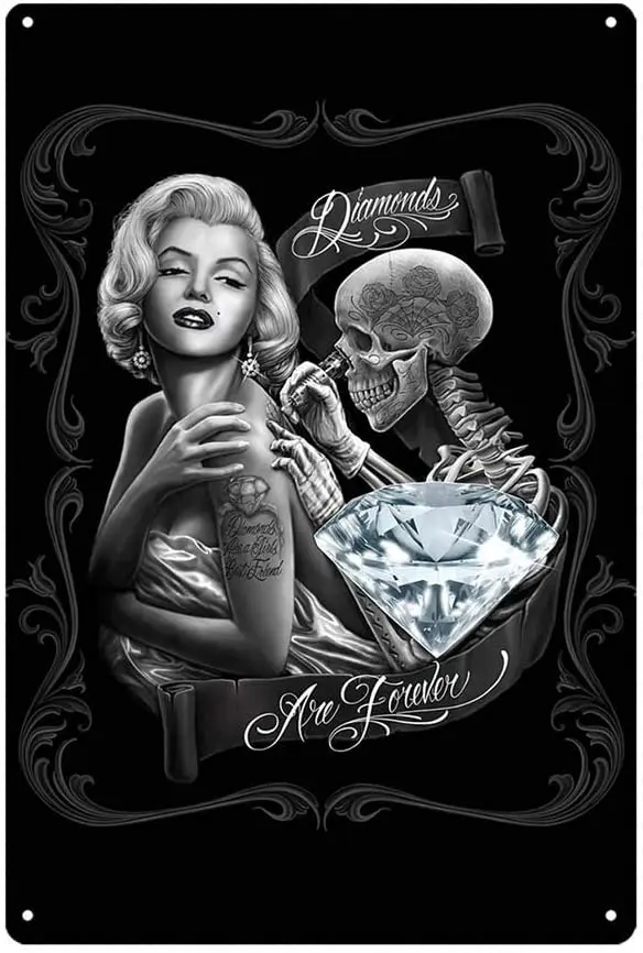 

EICOCO Marilyn Monroe Sexy Tattoo Skeleton (20x30cm) Retro Metal Tin Vintage Wall Art Sign