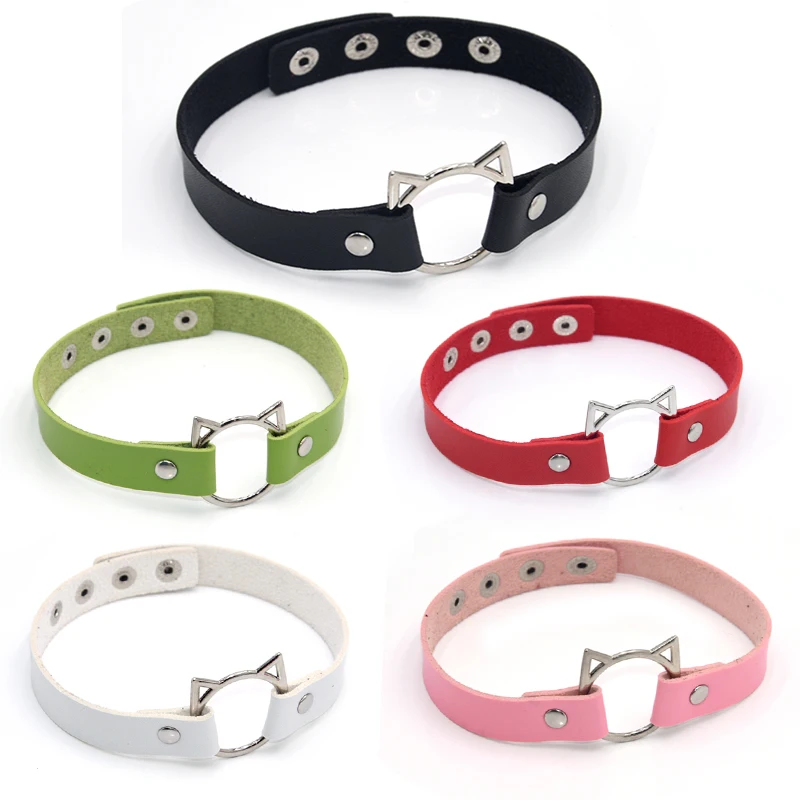 

1PC Fashion PU Leather Collar Cat Head Neck Strap Adjustable Belts Harajuku Goth Sister Net Red Sexy Punk Neckband Clavicle