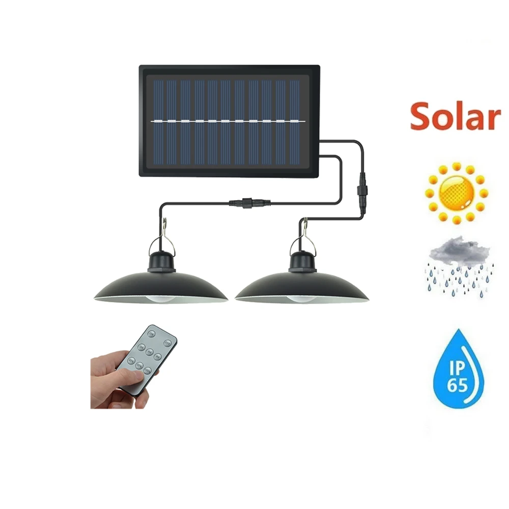 

remote 30 led 2 head Retro Lampshade Solar Pendant Chandelier solar Lamp Waterproof Night Light Porch Path Street Fence Garden S