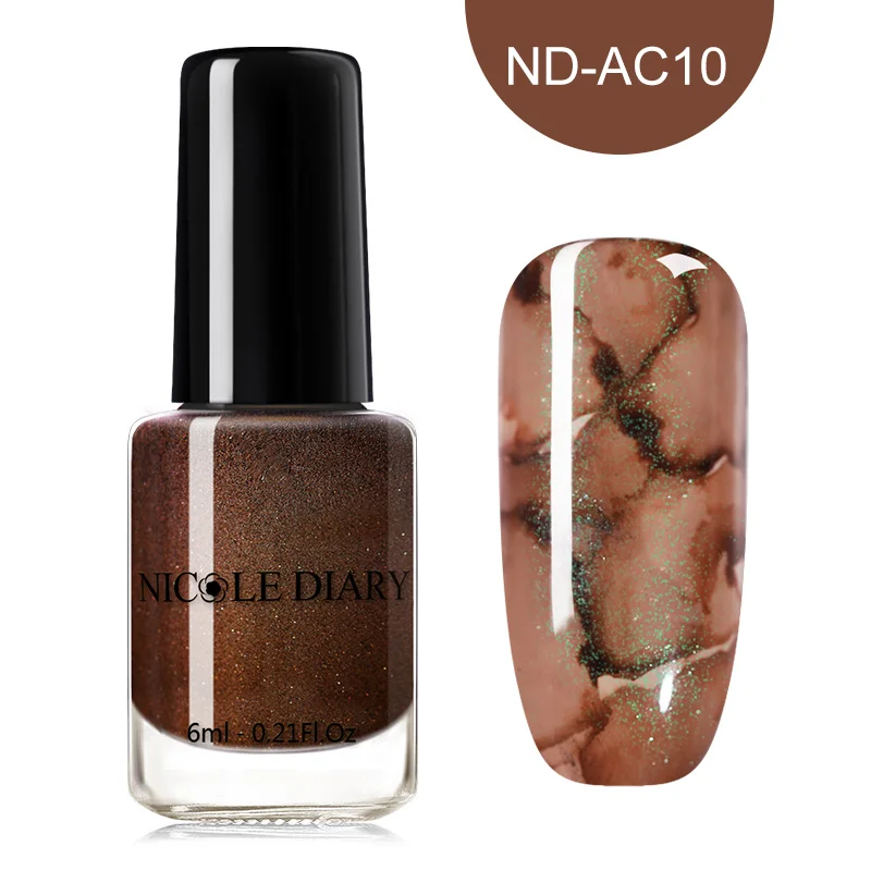 ND-AC10 Nicole Diary 15 мл цветок блеск лак для ногтей набор сверкающих акварельных чернил дым мраморный эффект лак Декоративный Лак для ногтей 6 мл комплект - Цвет: ND-AC10