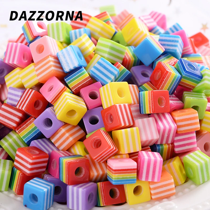 Разноцветные Бусины из смолы цветные яркие Квадратные бусины россыпью для