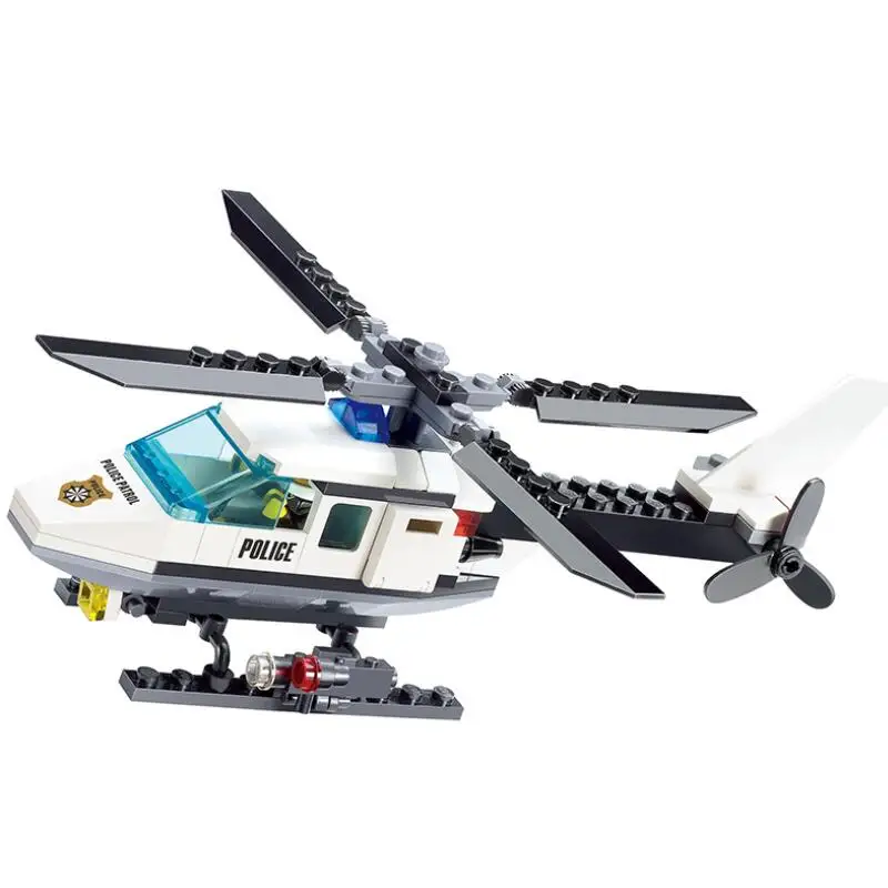

DIY Assembled Building Blocks Kaizhi Police Helicopter Children's Puzzle Plastic Boy Small Particles Fighting Aircraft Toy