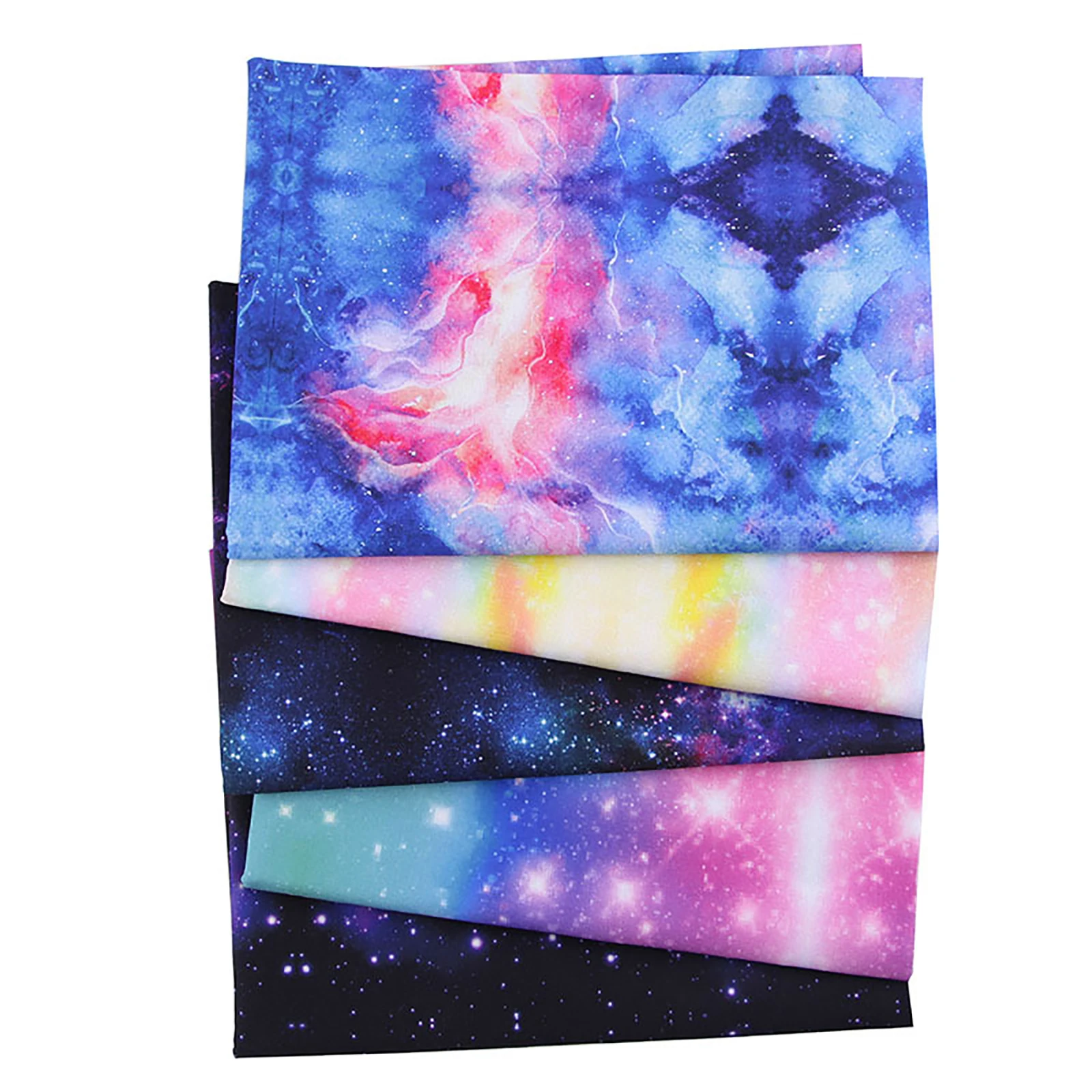 

Two Sizes 5Piece Universe Alien Series Mixed Star Patchwork Pure Cotton Baby Cloth Fabric For Dress,Shirt,ChildRen Cloth 25x25cm