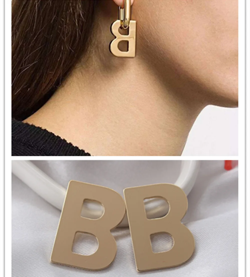 

2021 Южная Корея Новая мода большие серьги B женские элегантные серьги для девочек золотые серьги ювелирные изделия персонализированные пода...