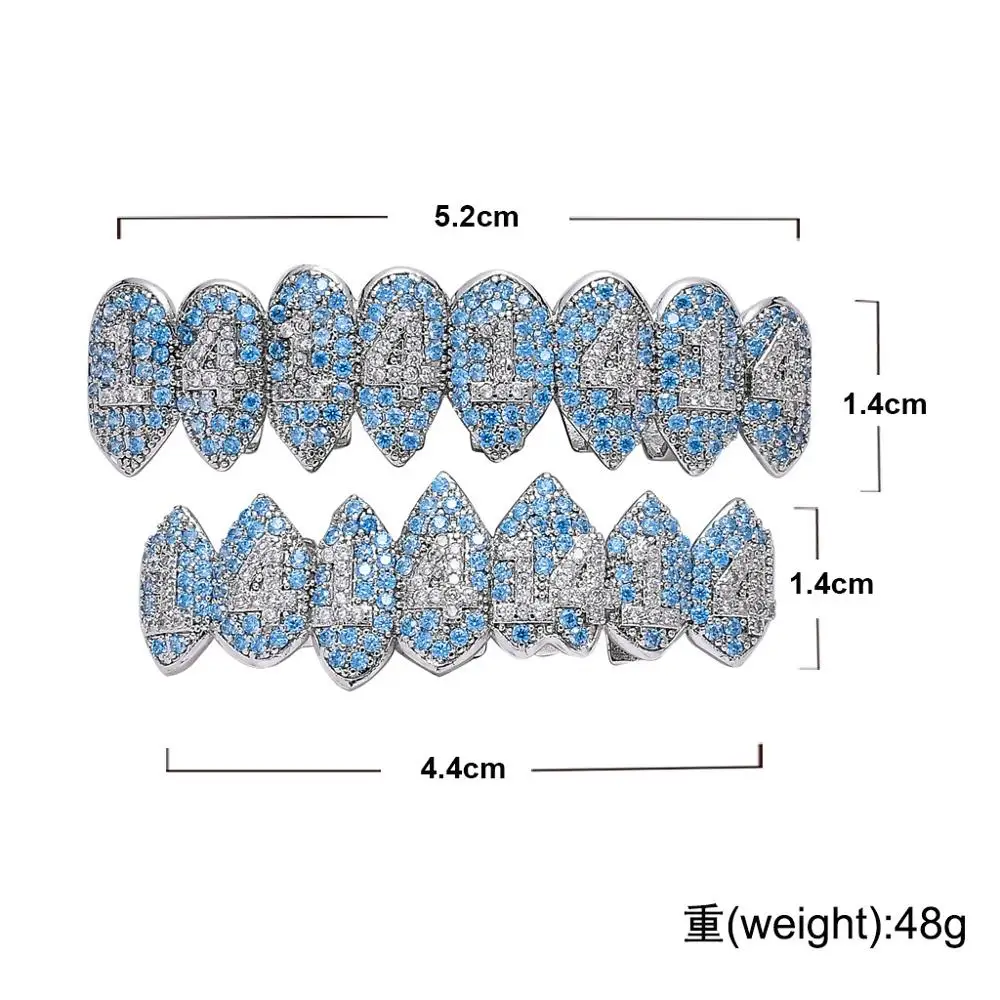 

Hip Hop Micro Pave Cubic Zirconia Bling Iced Out Fang Top Bottom Teeth Grillzs Set Halloween Men CZ Rapper Jewelry New