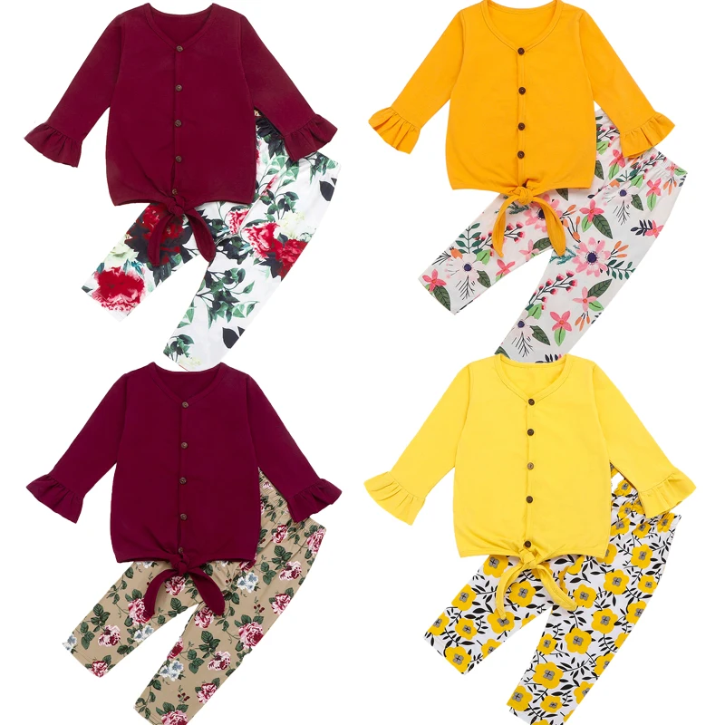 Спортивный костюм для новорожденных девочек однотонная Футболка с рукавами