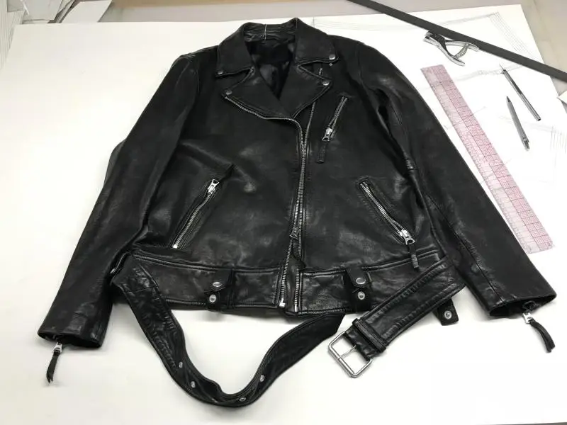 2021 novio, mejor amigo estilo oversize de las mujeres de cuero genuino de piel de oveja de abrigo chaqueta de la motocicleta de para dama mujer negro plus tamaño grande xl