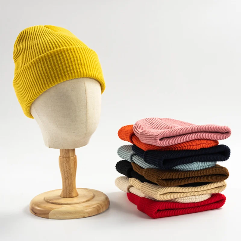 

Solid Unisex Warm Knitted Hats For Women Beanie Wool Blends Soft Autumn Winter Men Women Cap Hats Gorro Ski Caps 10 Colors Cheap