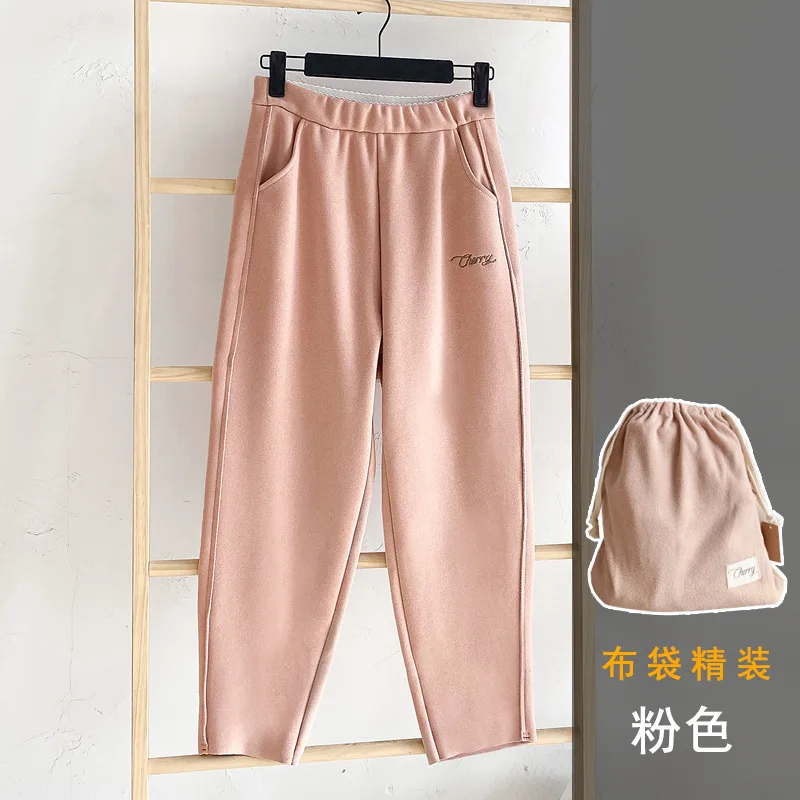 Мягкие брюки до щиколотки женские свободные шерстяные осенне зимние широкие