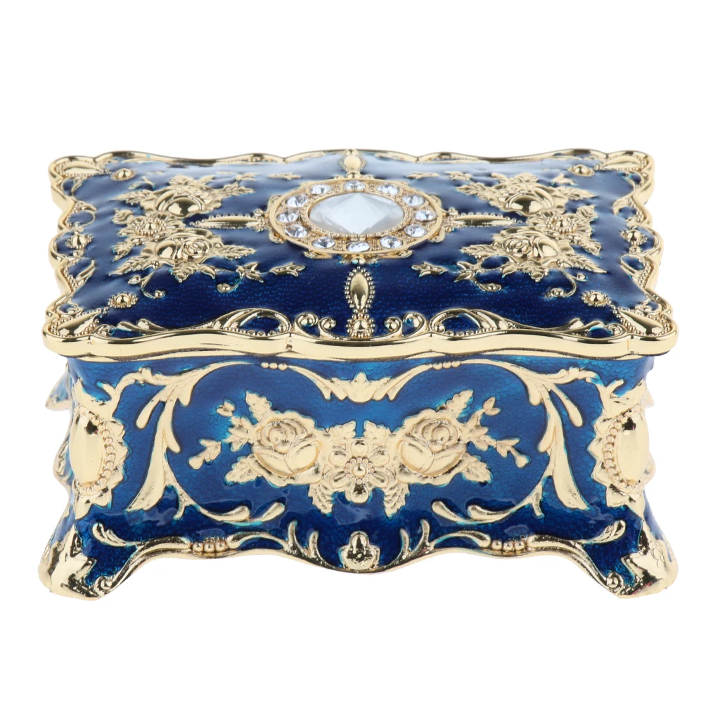 

Rectangle Vintage Floral Metallic Jewelry Boxes Exquisite Gift for Ladies