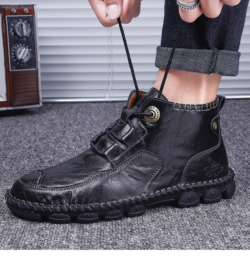 Мужская обувь Осень-зима мужские ботинки из коровьего спилка прогулочная