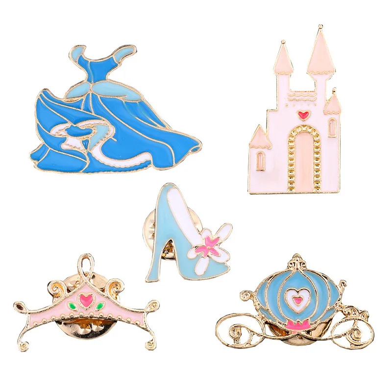 брошь значки женская одежда для женщин Эмалированный набор сказка Золушка синее