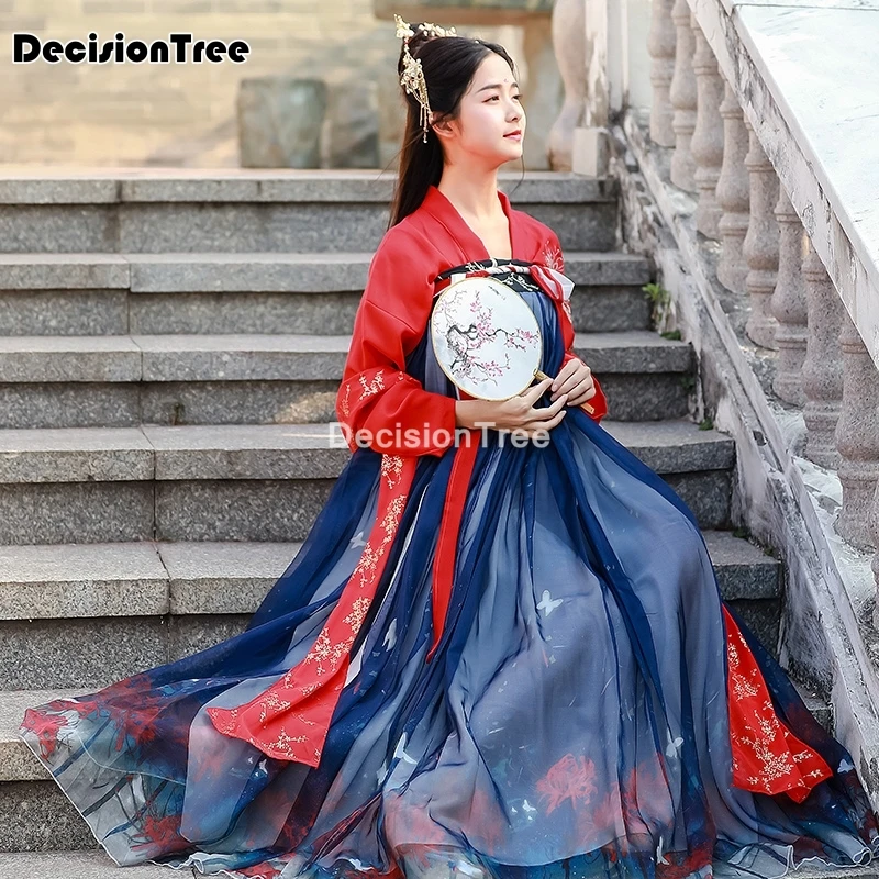 

2021, женский элегантный китайский танцевальный костюм ханьфу, традиционная древняя династия Хань, женские вечерние костюмы для сцены, одежд...