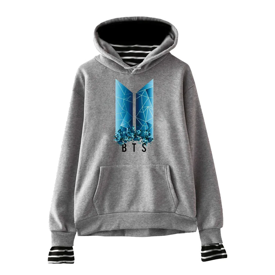 

Autumn and winter new fake two-piece hoodie bulletproof boys bangtan boys logo pullover loose jacket