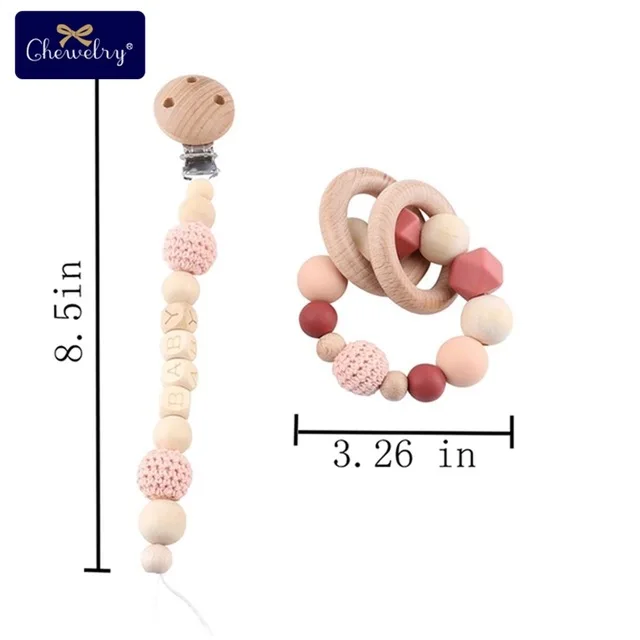 Red Set 1 3 шт., детская игрушка, соска, клипса, цепь для коляски, жевательный браслет, деревянный прорезыватель, коляска, пустышка, клипса, соска, цепная кроватка, погремушка, игрушки - Цвет: Red Set 1