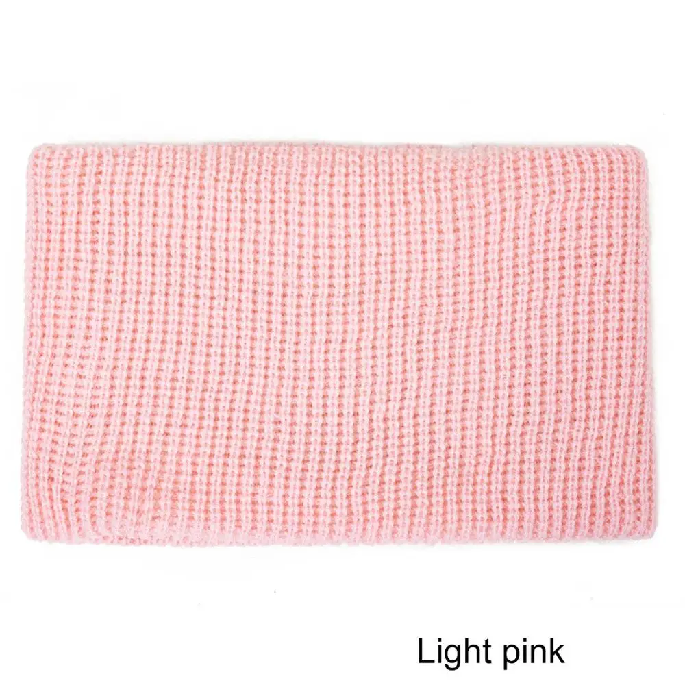 light pink 3 Модная осенне-зимняя шапка и шарф для женщин, детская шапка и шарф, одноцветная Шапка-бини, шапка и снуд для мальчиков и девочек - Цвет: light pink 3