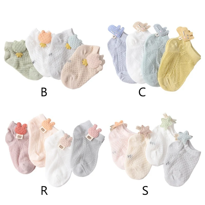 

4 Pair/Lot Cotton Mesh Baby Socks Newborn Cotton Baby Girls Breathable Sock Cute Toddler Socks Princess Style Baby Accessories
