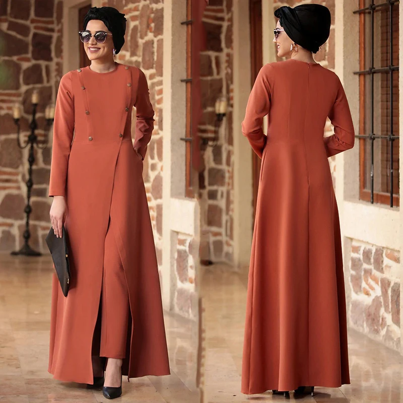 

MD Dress And Pants 2 Pieces Suit Fashion Women Muslim Sets Turkey Pakistani Dubai Abaya No Hijab Djellaba Femme Islamic Clothing