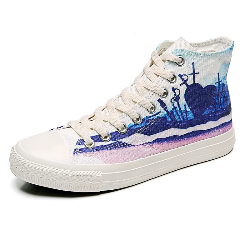 

Men's Fashion 2020 Vulcanized Shoes Man Sneakers New Rainbow Retro Canvas Shoes Flat Fashion Comfortable High Shoes Men