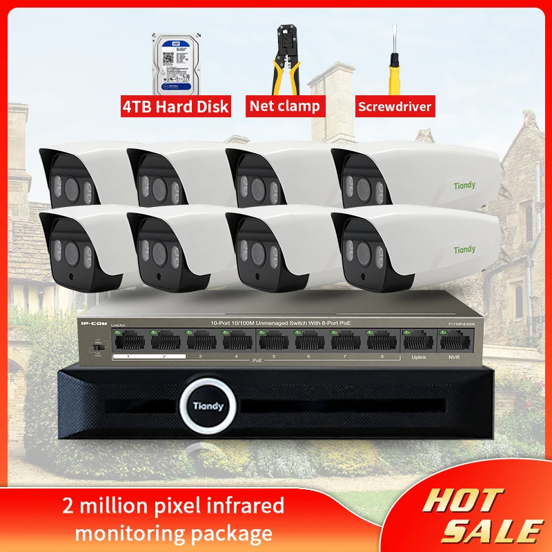 LSVision HD POE NVR наборы 2 миллиона пикселей инфракрасный мониторинг посылка система