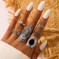 docona 7pcs vintage big opal finger knuckle rings set for women geometric silver color love heart ring female jewelry anillos